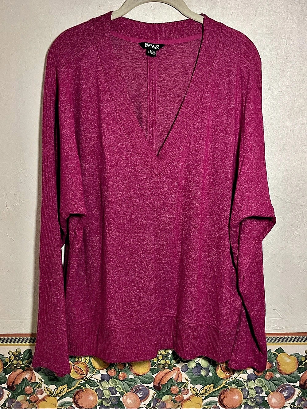 Buffalo David Bitton Hot Pink Soft V Neck Sweater Size XL